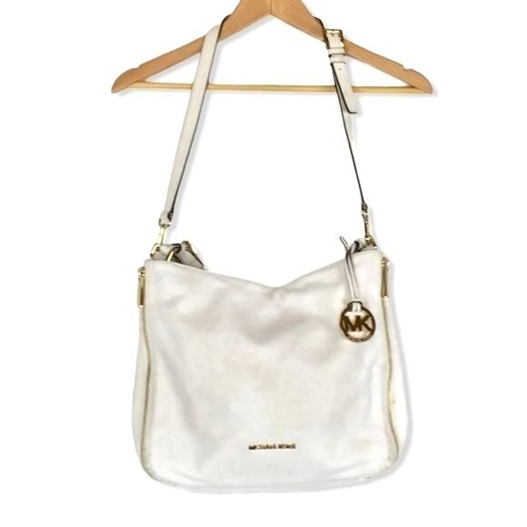 Michael Kors Essex White Pebble Leather Crossbody Convertible Shoulder Bag Purse - Picture 1 of 11